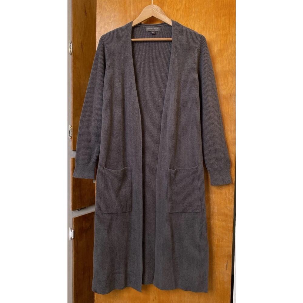 Barefoot Dreams Gray Duster Cardigan Maxi Pockets Slits CozyChic Lite Open Sz S